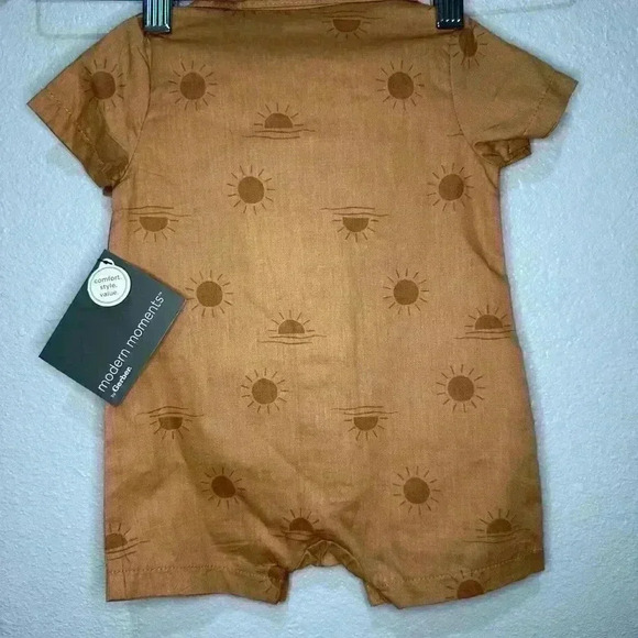 Modern Moments, 0-3 Months Baby Unisex Romper, Mocha, Suns, NWT - Picture 5 of 11
